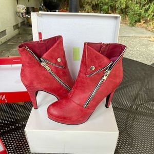 Red moto booties